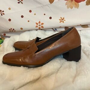 Y2K Easy Spirit Womens 6 Retro Brown Samurai Square Toe Block Heel Loafers City